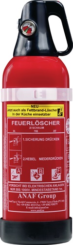 Schaumfeuerlöscher FLS 3453 2l Brandkl.8 A 70 B 25 F m.Manometer,m.Halter GEV