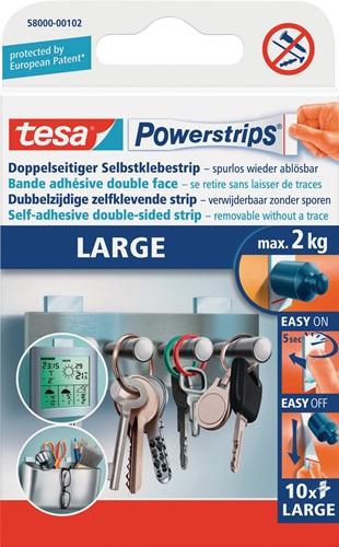 Selbstklebestrip Powerstrips® 58000 SB-Pack á 10 Strips 20x50mm TESA