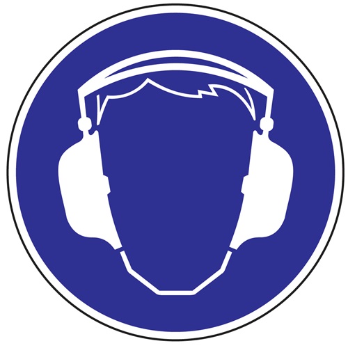 Gebotszeichen Gehörschutz benutzen D.200mm Kunststoffschild blau/weiß
