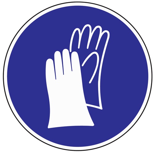 Schild Handschutz benutzen D.200mm Kunststoff blau/weiß