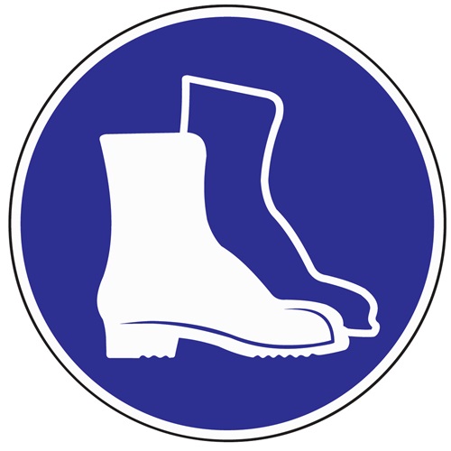 Gebotszeichen Fußschutz benutzen D.200mm Kunststoffschild blau/weiß