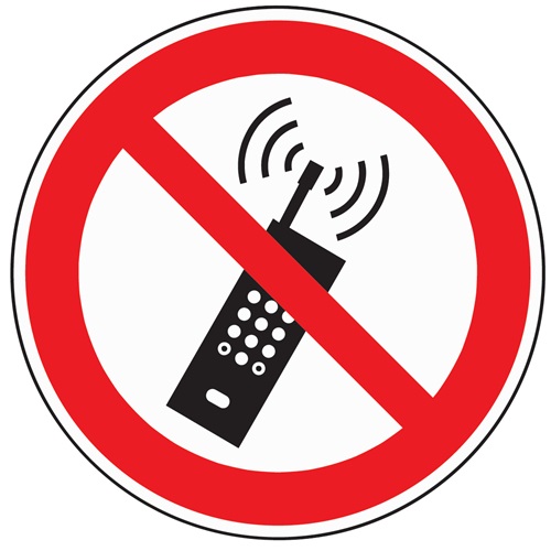 Folie Mobilfunk verbot. D200mm rot/schwarz selbstklebend