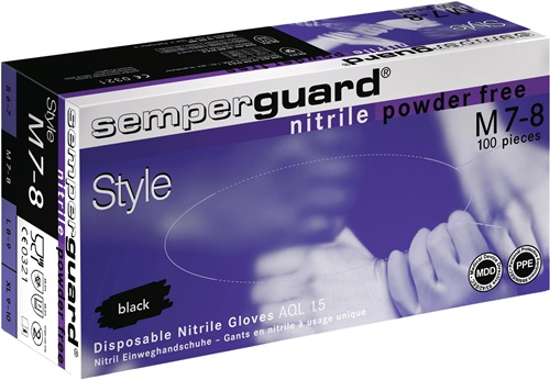 Einw.-Handsch.Semperguard Nitril Style Gr.M schwarz Nitril 100 St./Box