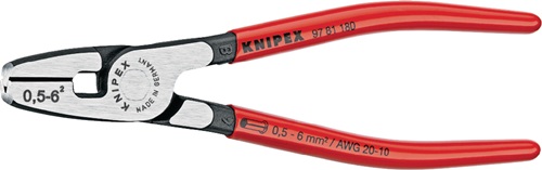 Aderendhülsenzange L.180mm 0,5-6,0 (AWG 20-10) mm2 pol.Ku.-Überzug KNIPEX