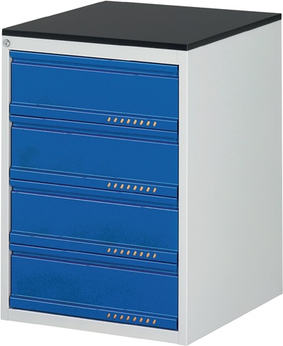 Schubladenschrank BK 650 H820xB580xT650mm grau/blau 4Schubl.Einfachauszug PROMAT