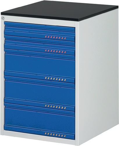 Schubladenschrank BK 650 H820xB580xT650mm grau/blau 5Schubl.Einfachauszug PROMAT
