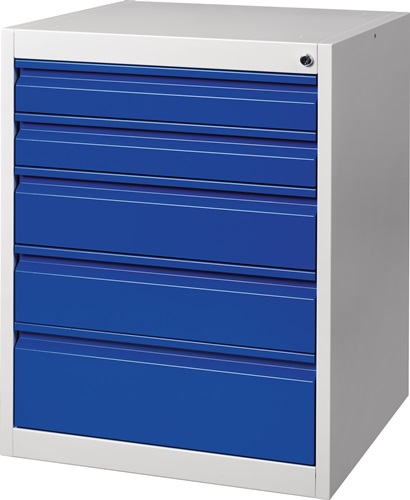 Schubladenschrank BK 600 H800xB600xT600mm grau/blau 5 Schubl.Einfachauszug