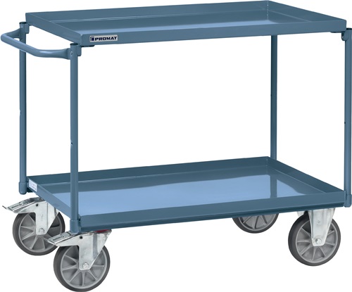 Tischwagen Bügel waagerecht 2Stahlblechwan. L1000xB700mm Rand-H.40mm blau PROMAT