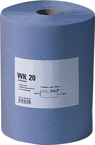 Putztuch WK 20 L380xB380ca.mm blau 2-lagig,volumengeprägt 500 Tü./Rl.PROMAT