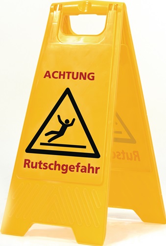Warnschild Achtung Rutschgefahr Schriftzug B 300xH 570mm signalgelb/schwarz/rot