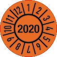 Einjahresprüfplakette D.15mm Jahr 2020 m.Monaten Folie Btl.a 100 St.