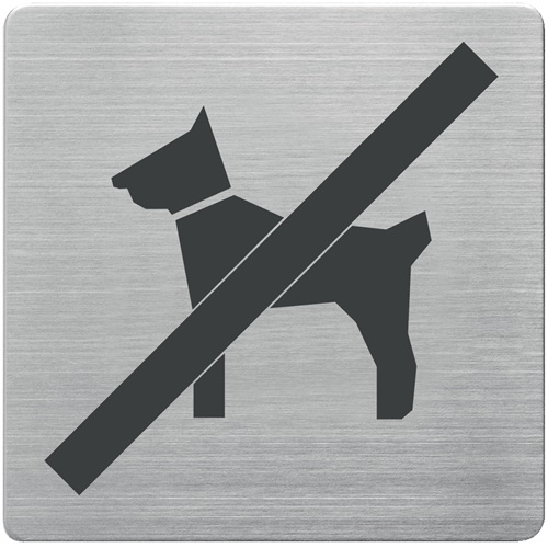 Tür-/Infoschild B90xH90mm Sichtfenster Hunde verboten Rücken VA geb.