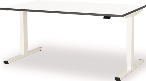 Schreibtisch levero H650-1250xB1600xT800mm signalweiß,RAL9003/weiß elektr.MAUSER