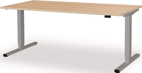 Schreibtisch levero H650-1250xB1800xT800mm weißaluminium/Ahorn elektr.MAUSER