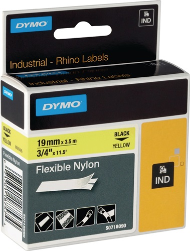 Schriftband Band-B.19mm Band-L.3,5m flexibles Nylonband schwarz auf gelb DYMO